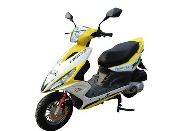 Trung Quốc Disc / Drum Brake Gas Moped Scooter Màu vàng / trắng Nhựa cơ thể Tốc độ cực đại cao nhà cung cấp